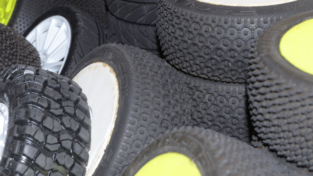 A photo of a selection of Team SKYFALL's tire stock